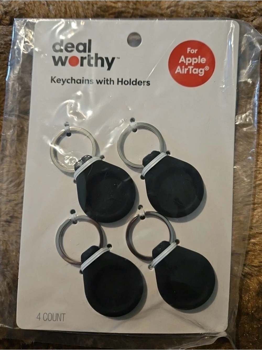 4 Pack AirTag Holder Keychain Set to Track -Dog Collars- Luggage- Keys & More